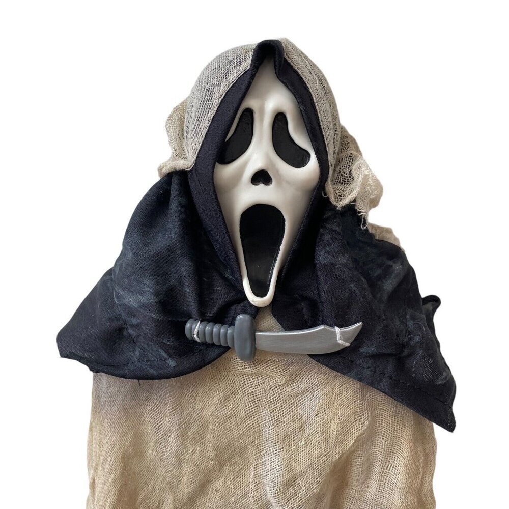 VTG Fun World Scream Ghost Face Mask Hanging Halloween Decoration 1990s 24"